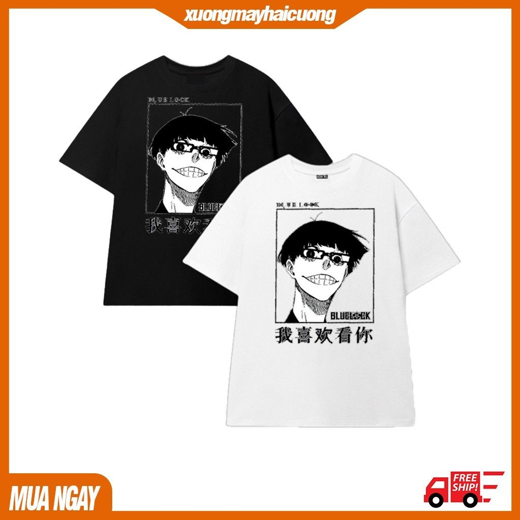 ÁO THUN basic Seishiro Nagi Yoichi Isagi Blue Lock Meguru Bachira Anime UNISEX [ ÁO ĐEN]