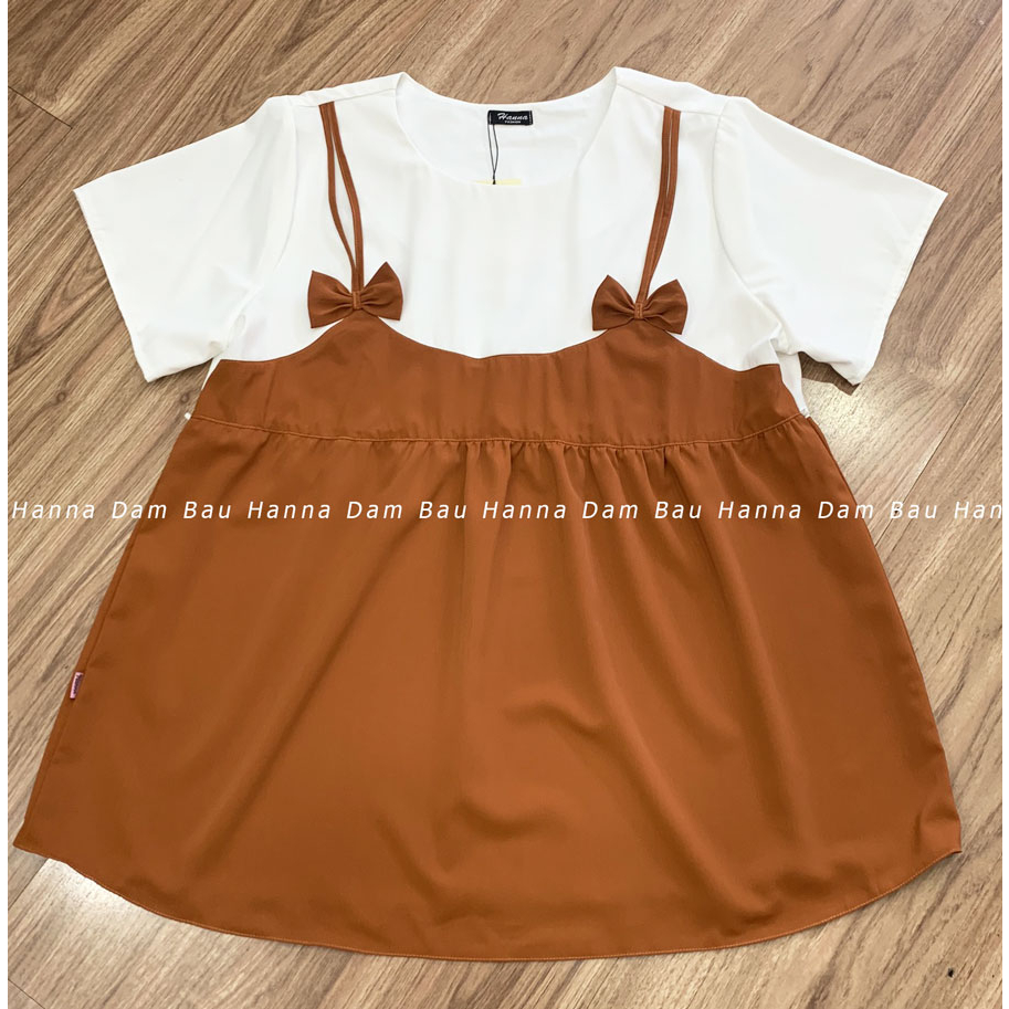 Áo bầu giả yếm big size  dễ thương cho mẹ trẻ có size 100kg áo mềm mát không nhăn vải cao cấp