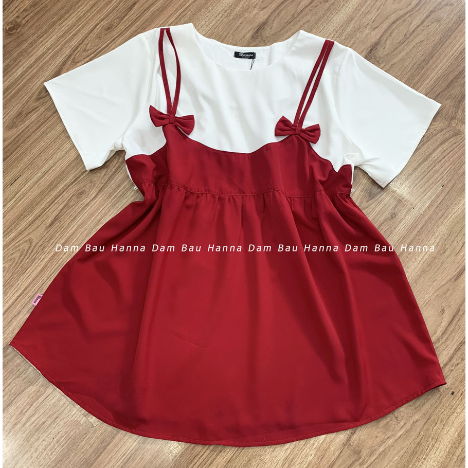 Áo bầu giả yếm big size  dễ thương cho mẹ trẻ có size 100kg áo mềm mát không nhăn vải cao cấp