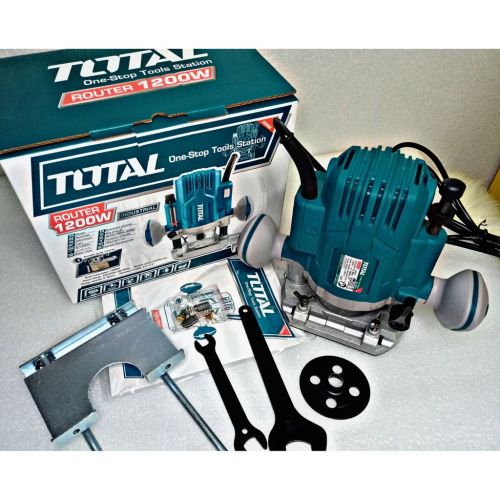1200W Máy phay gỗ cầm tay Total TR110816 | Máy soi gỗ 2 tay dùng được 3 loại mũi 6mm, 6.3mm, 8mm