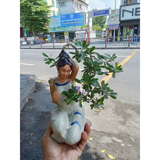 Chậu tượng cô gái đeo gùi men rạn Bát Tràng