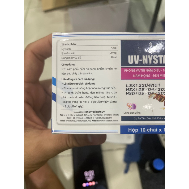 UV-NYSTA 10ml  chăm sóc vật nuôi, thú cưng đẹn, nấm diều họng