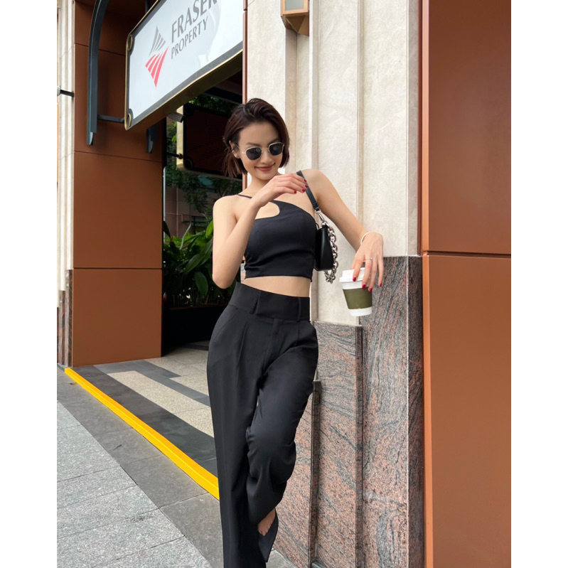 Áo Croptop mút ngực chéo dây