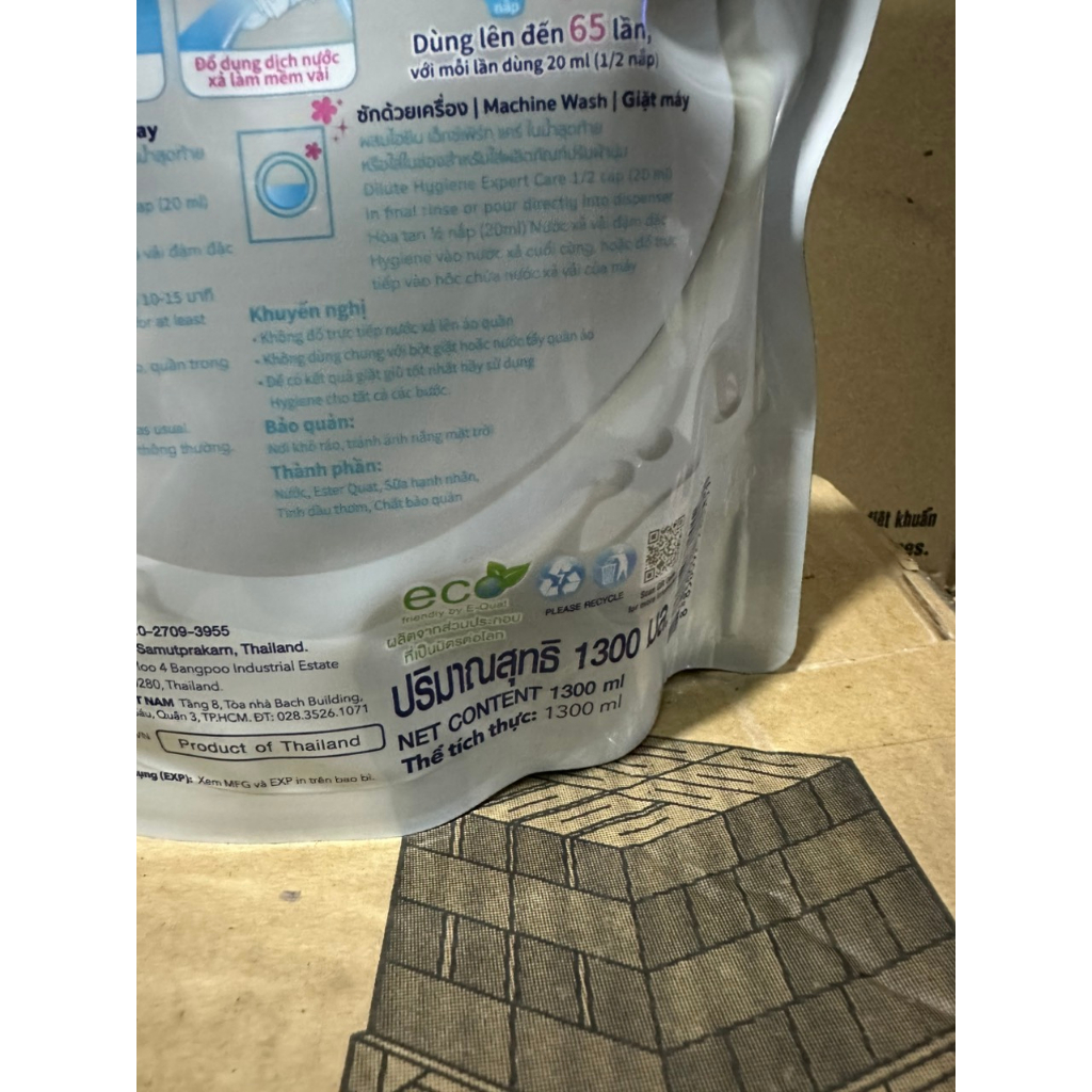NƯỚC XẢ ĐẬM ĐẶC LÀM MỀM VẢI HYGIENE 1300ml - 1150ml