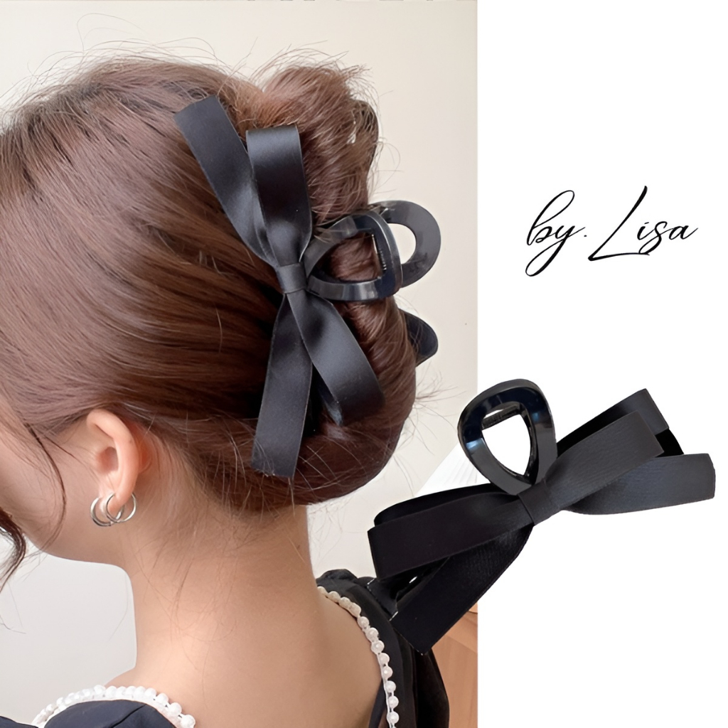 Kẹp Tóc Càng Cua Đính Nơ Ruy Băng phong cách Hàn Quốc, Kẹp tóc Nữ Sang Trọng kiểu dáng Tiểu Thư by.Lisa