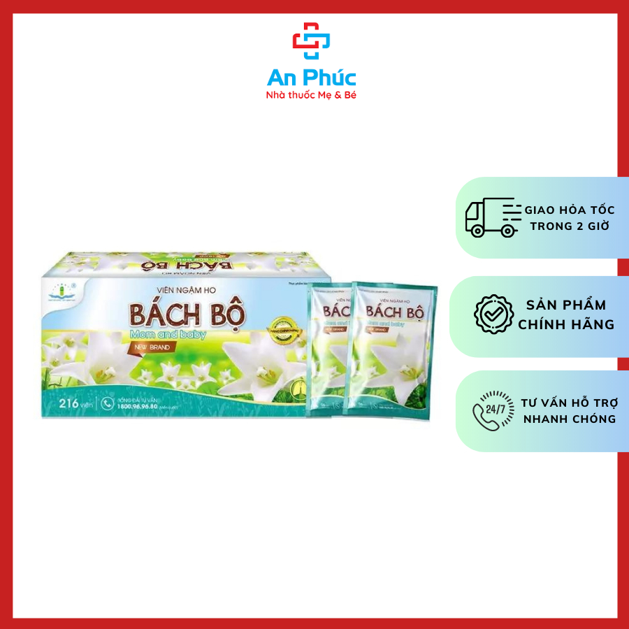 Viên Ngậm Ho Bách Bộ Vĩ 6 viên , Giúp Hỗ Trợ Giảm Ho, Rát Họng - Hỗ trợ Loãng đàm - Giúp làm ấm cơ thể Hộp 36 vĩ