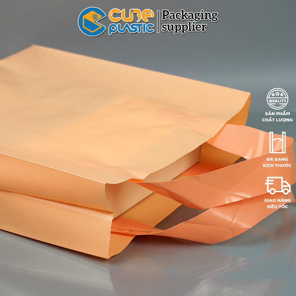 Túi Nilong Quai Ép Vuông PE Hồng Pastel Cao Cấp - CTY BAO BÌ CUBE
