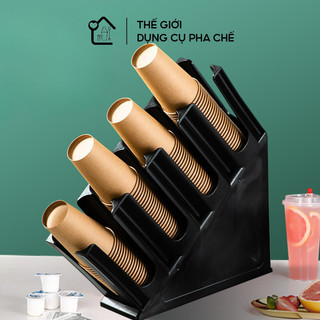 Khay úp ly chéo 4 ngăn nhựa cao cấp, Khay úp cốc nhựa ABS chắc chắn chuyên dùng pha chế