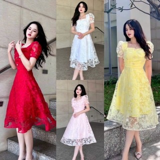 Đầm xoè ren tiểu thư xinh xắn hàng cao cấp-TKO TẶNG KÈM HOA TAI THỜI TRANG