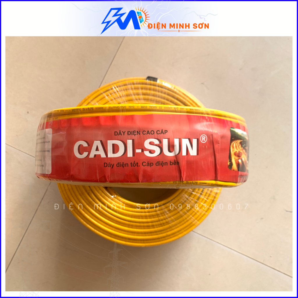Dây Điện Đôi Mềm Hàng Chính Hãng CADI-SUN Cuộn 100m, Dây Điện Đôi 2x0,5/2x0.75/2x1/2x1.5/2x2.5mm