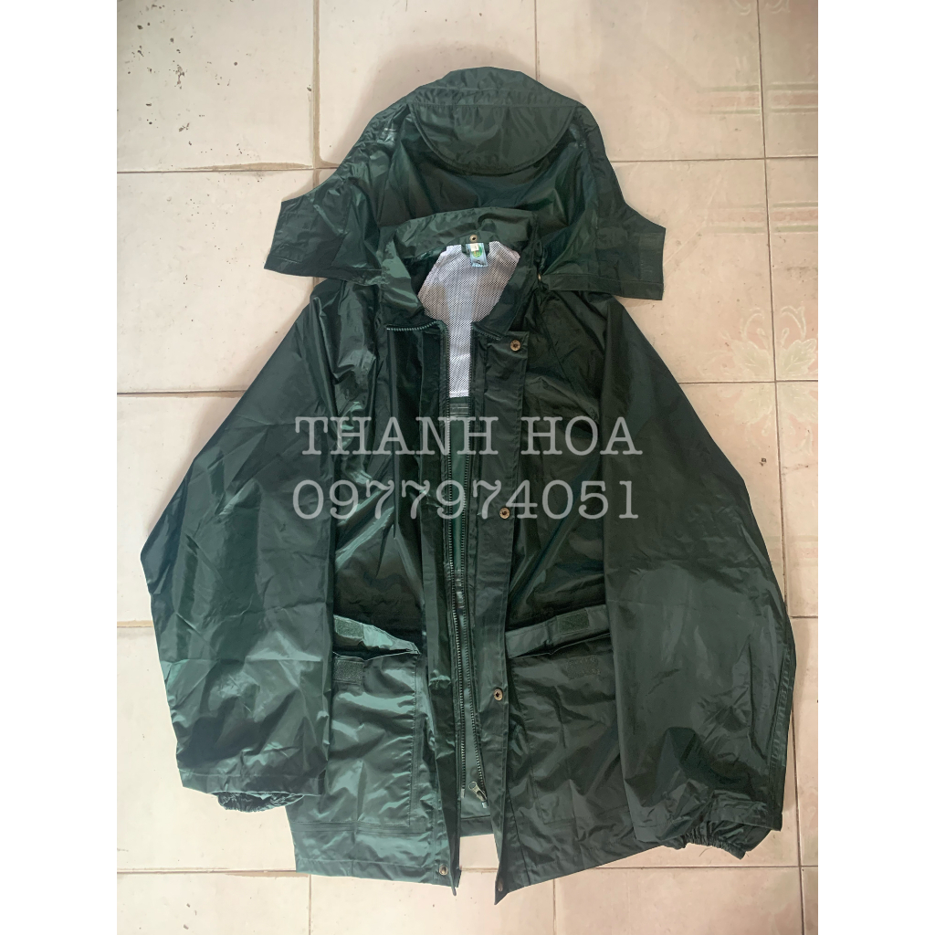 Bộ quần áo mưa màu xanh hàng chuẩn cấp phát TCHC