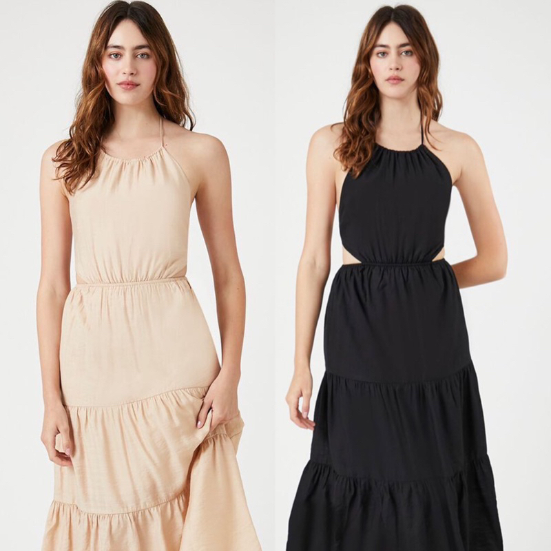 Đầm midi dây kiểu yếm cột dây - Tiered Halter Midi Dress