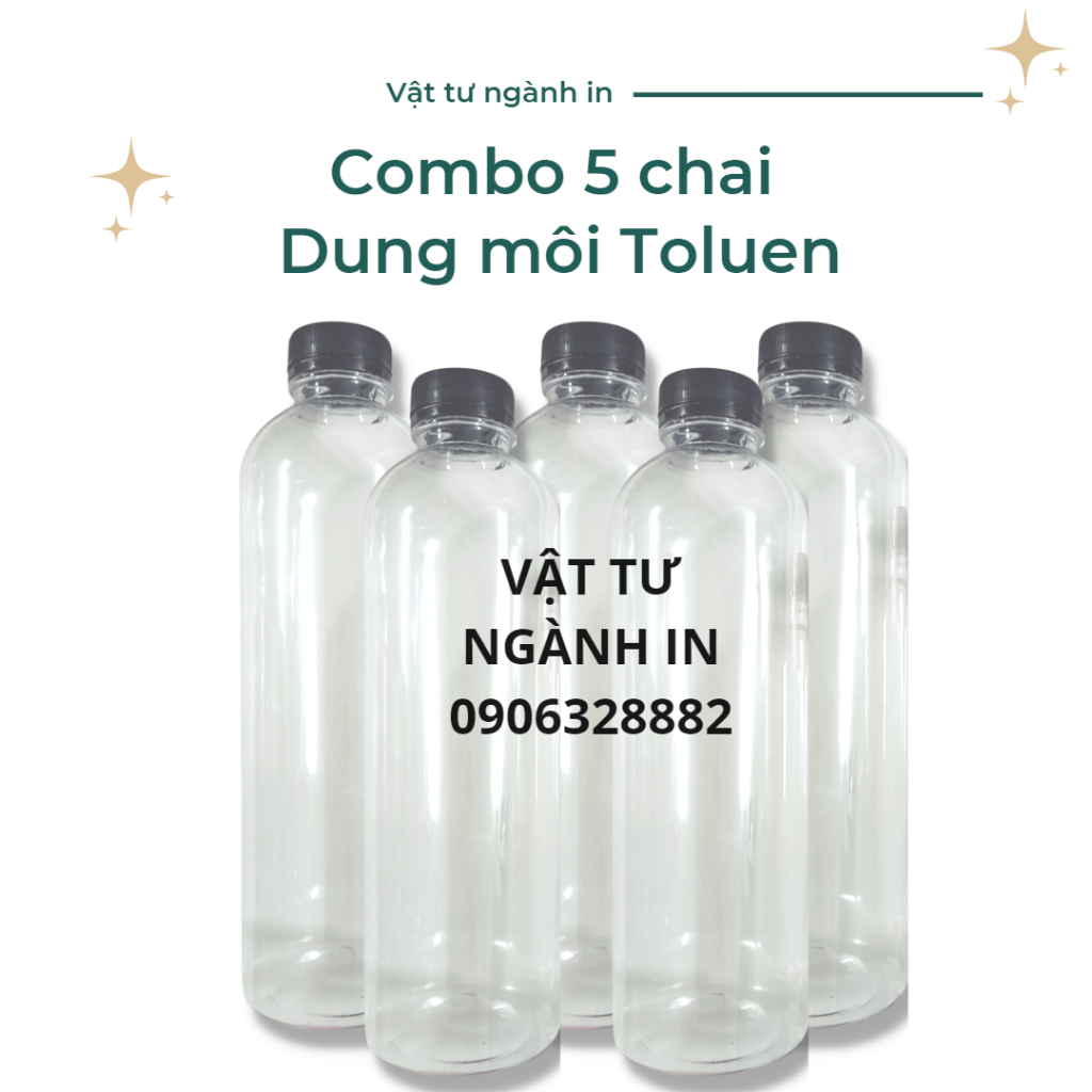 Combo 5 chai 1 lít Dung môi TOLUEN lau chùi mực in, pha keo con chó
