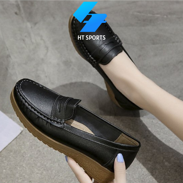 Giày lười nữ HT Sports chất liệu da cao cấp đế cao su êm chân thoáng khí chống trơn trượt đi chơi đi làm