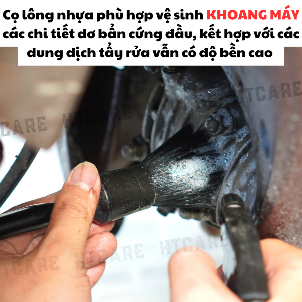 COMBO Phụ Kiện Chăm Sóc Xe Cọ Lông Heo, Lông Nhựa, Bao Tay & Khăn Superfine Fiber 650gsm HTCARE