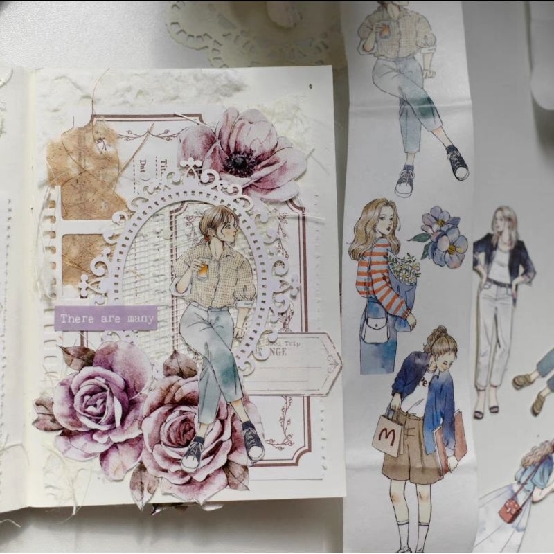 Krisna.room ♡ Yier Wenchuang studio- Chu kì 100cm cuộn băng dán PET tape cô gái hiện đại