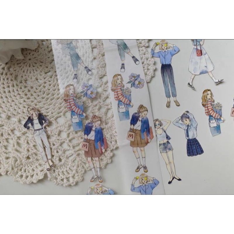 Krisna.room ♡ Yier Wenchuang studio- Chu kì 100cm cuộn băng dán PET tape cô gái hiện đại