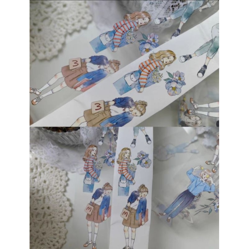 Krisna.room ♡ Yier Wenchuang studio- Chu kì 100cm cuộn băng dán PET tape cô gái hiện đại