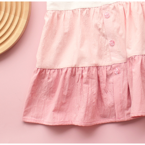 Đầm bé gái, váy cho bé chất liệu thô cotton hàn quốc, kiểu váy 3 lỗ tay cánh tiên thoáng mát mềm cho bé ngày hè