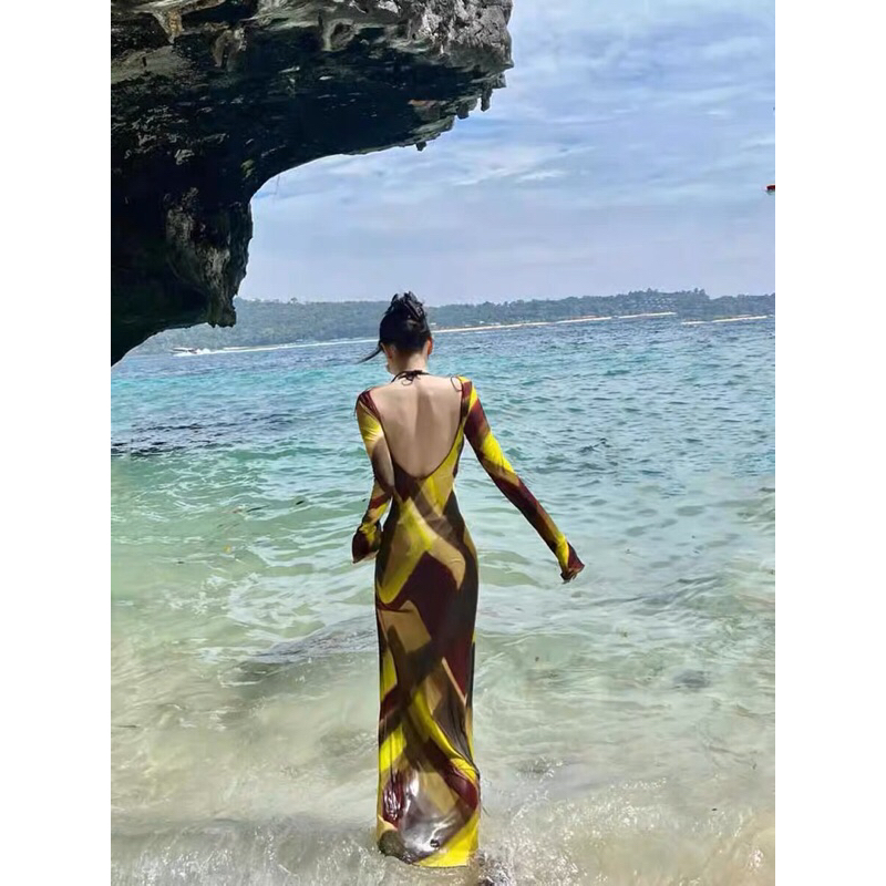 (auth) VÁY ZARA TAY DÀI MÀU LOANG HỞ LƯNG SEXY ÔM BODY