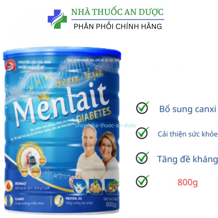 Sữa non - tổ yến Menlait Diabetes, sản phẩm dinh dưỡng dành cho người tiểu đường ( Hộp 800g ) - DƯỢC HOMEL