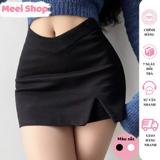 Chân váy da cut eo dáng chữ V Meei Shop, Chân váy nữ xẻ tà siêu sexy ôm body siêu tôn dáng -V6-