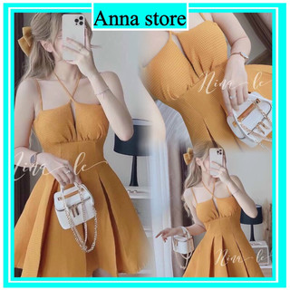 Đầm Xoè Sếp Ly ( Có Mút Ngực) Chất Xốp Dây Yếm Sexy Siêu Tôn Dáng M746