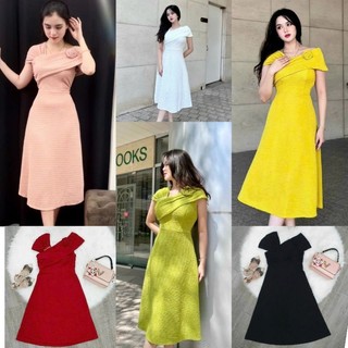 Đầm xoè chữ A lệch vai đính ngọc cao cấp-TKO TẶNG KÈM HOA TAI THỜI TRANG