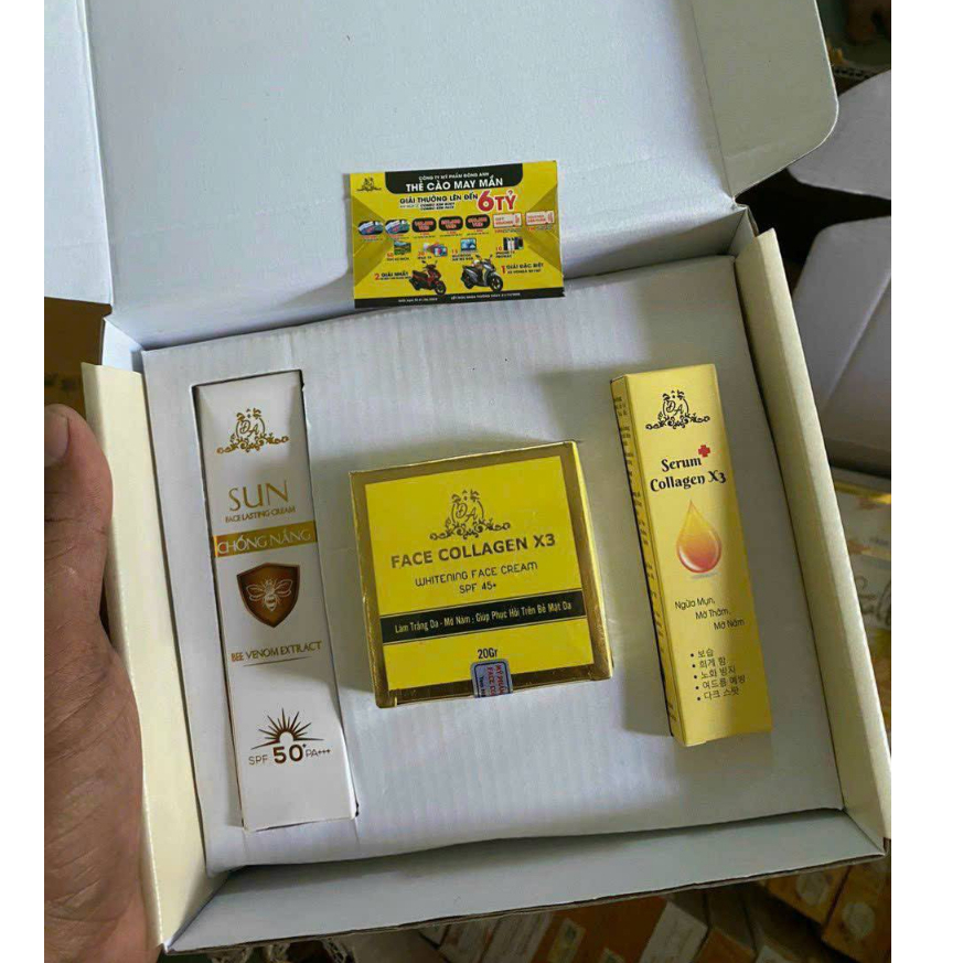 COMBO MỸ PHẨM ĐÔNG ANH - SERUM COLLAGEN X3 + KEM FACE COLLAGEN X3 + CHỐNG NẮNG NỌC ONG MỸ PHẨM ĐÔNG ANH