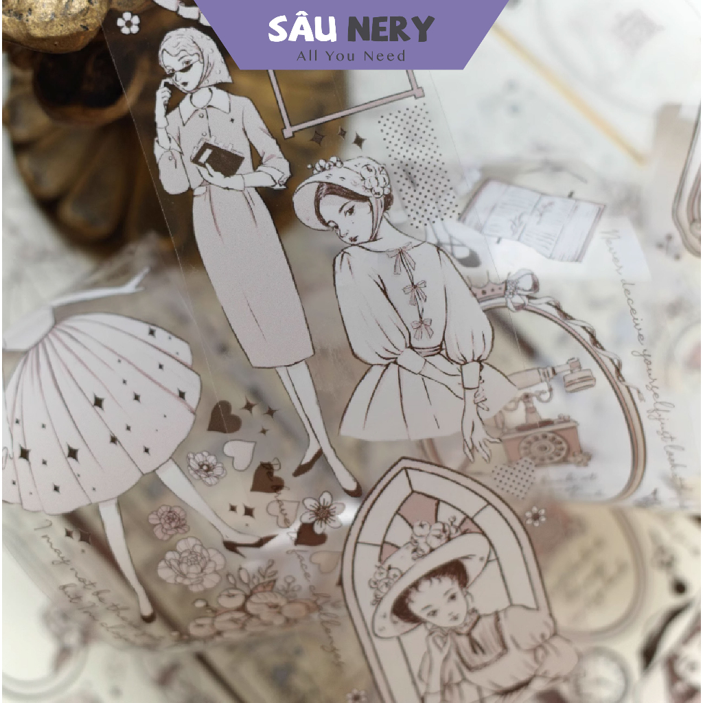 Saunery - Băng dán trang trí PET tape quý cô - Yi (100cm)