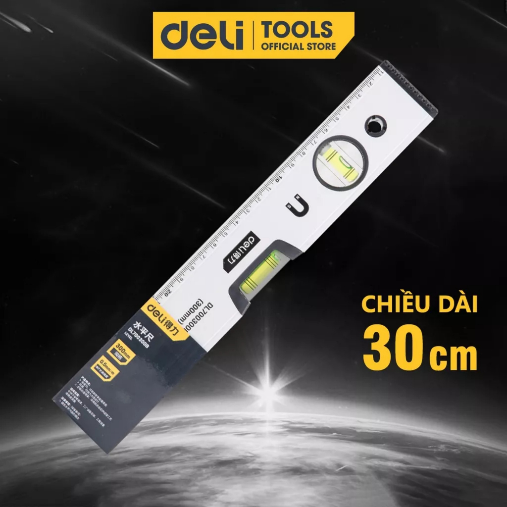 Thước Thủy Cao Cấp 300mm/400mm/600mm/800mm DELI DL700300B/ DL700400B/ DL700600B/ DL700800B - HÀNG CHÍNH HÃNG