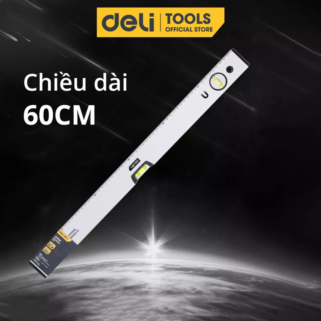Thước Thủy Cao Cấp 300mm/400mm/600mm/800mm DELI DL700300B/ DL700400B/ DL700600B/ DL700800B - HÀNG CHÍNH HÃNG