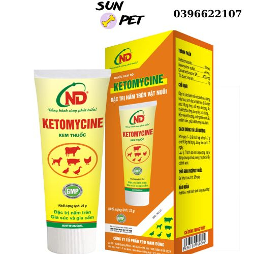 Kem bôi nấm Ketomycin cho chó mèo , kem bôi viêm da
