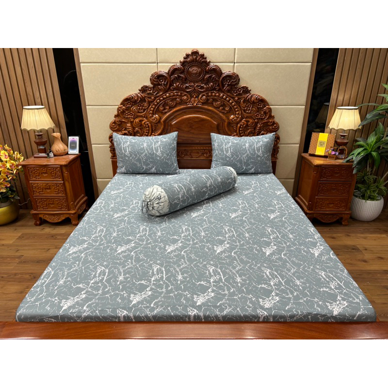 Bộ ga gối thun hàn quốc Vạn Phát vân đá siêu sang đủ kích thước