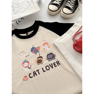 Babytee raglan tay đen Cat lover