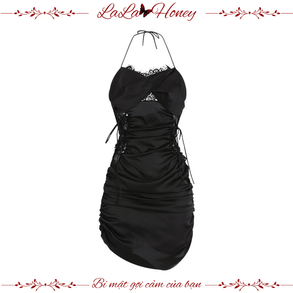 Váy Ngủ Lụa Satin 2 Dây Phối Ren Xuyên Thấu Cao Cấp Sexy Gợi Cảm, Đầm Ngủ Lụa Satin Phối Ren Xuyên Thấu - LALA HONEY | BigBuy360 - bigbuy360.vn