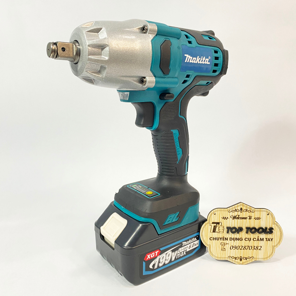 Máy bắn Bulong Makita, Máy siết bulong, Lực siết lớn, Mở ốc bánh xe ô tô, xe máy, ốc nồi, Động cơ không chổi than