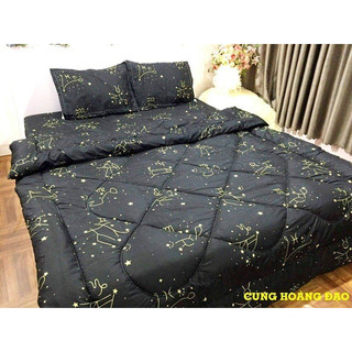 Bộ 5 món chăn phao , drap bọc nệm, áo gối nằm, vỏ gối ôm poly cotton m2/m6/m8/2m2