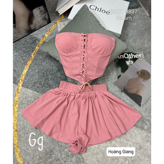 Set áo ống nhọn đan kèm quần đùi xòe cá tính