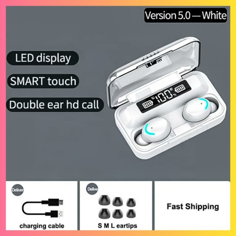 Tai Nghe F9 Pro Bluetooth 5.0 Không Dây Cảm Biến Vân Tay, Kiêm Sạc Dự Phòng
