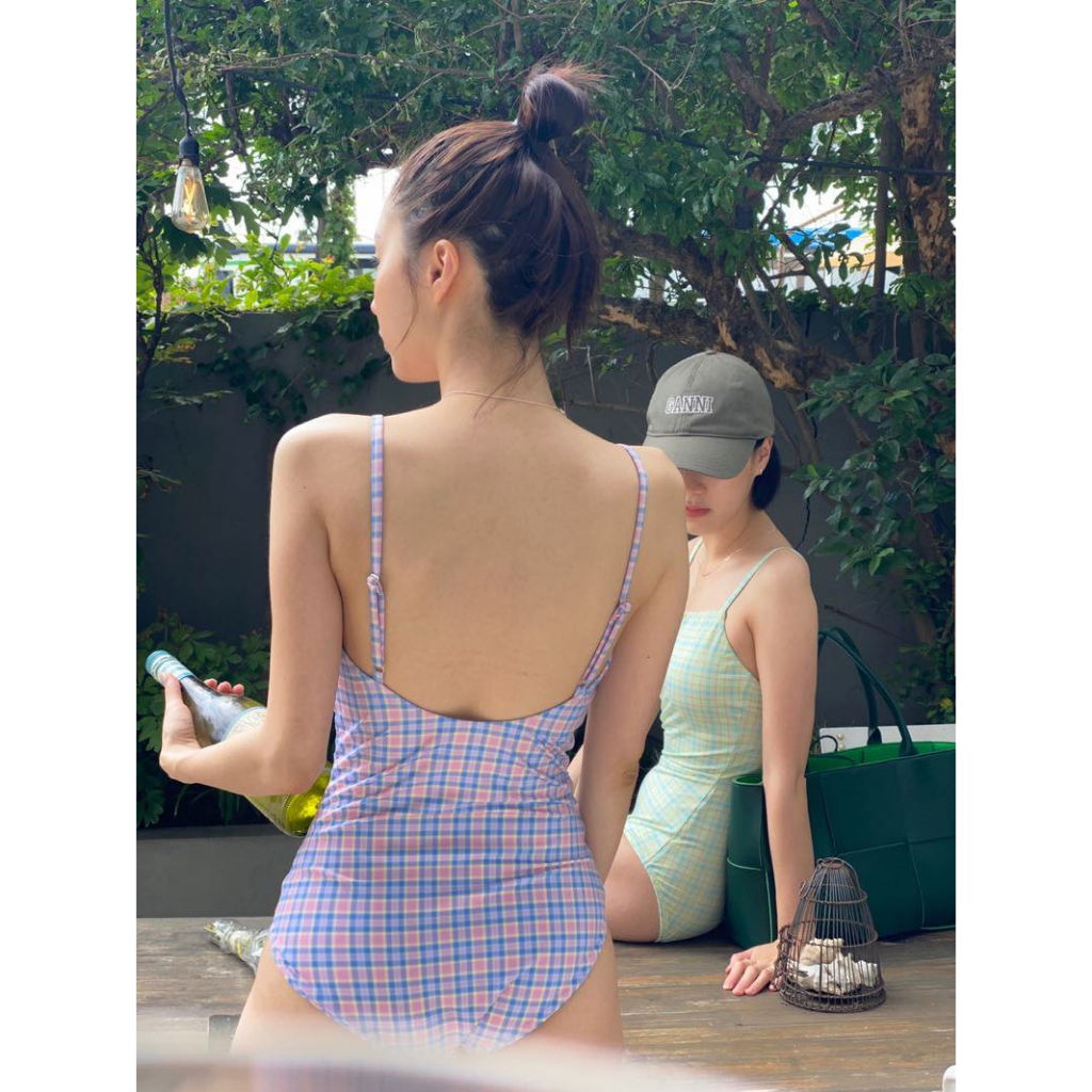 Bikini đồ bơi nữ 1 mảnh liền thân kẻ caro