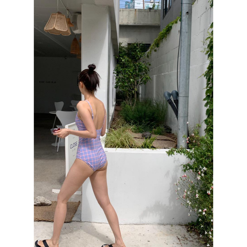 Bikini đồ bơi nữ 1 mảnh liền thân kẻ caro