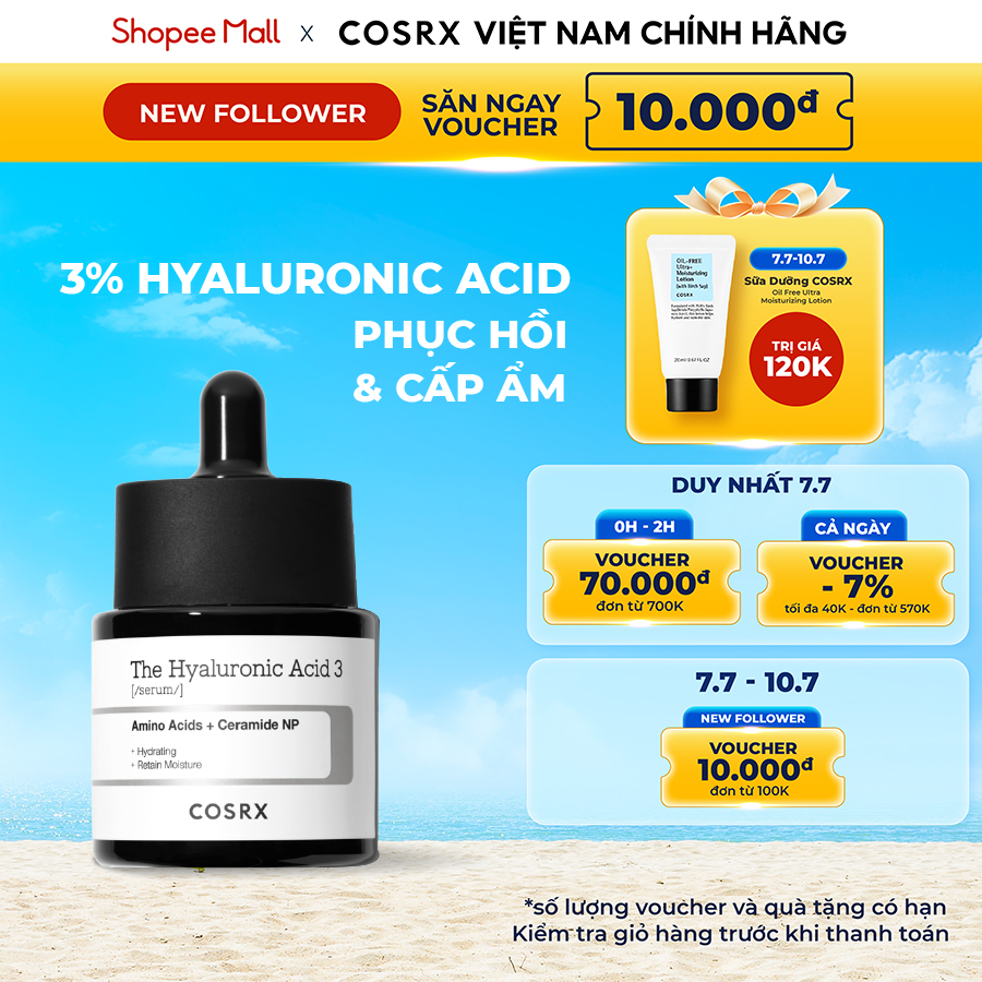 Tinh Chất Hyaluronic 3% COSRX cấp ẩm và phục hồi làn da The Hyaluronic Acid 3 20ml