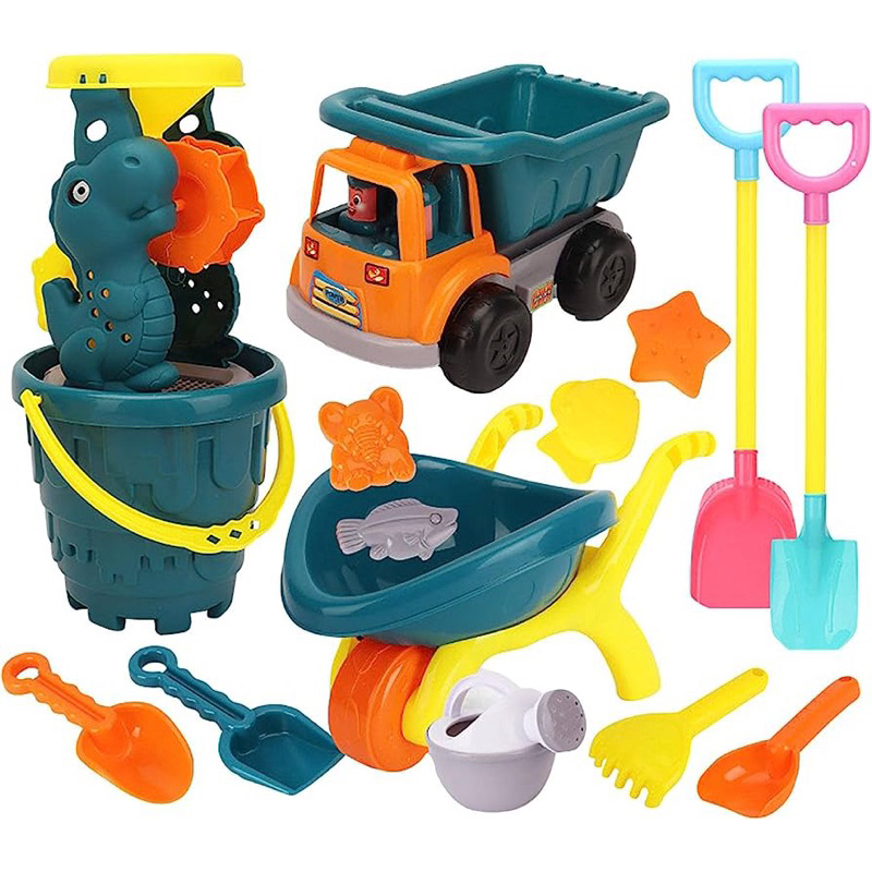Combo đồ chơi xúc cát,đồ chơi đi biển có xe rùa chở cát, xây lâu đài,guồng xoay cát