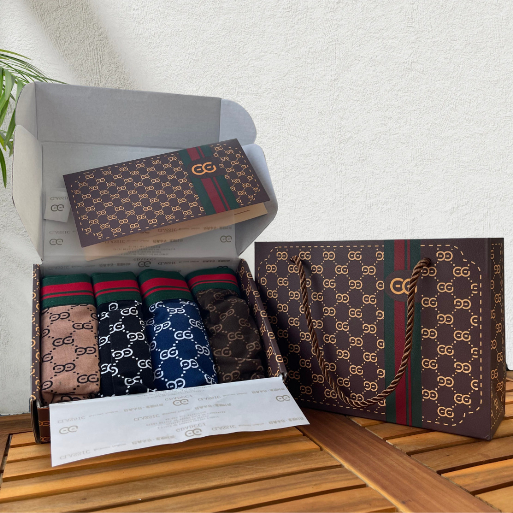 COMBO 4 Quần sịp đùi nam thun mát cao cấp FULL Box GS-02 BLACK BAG