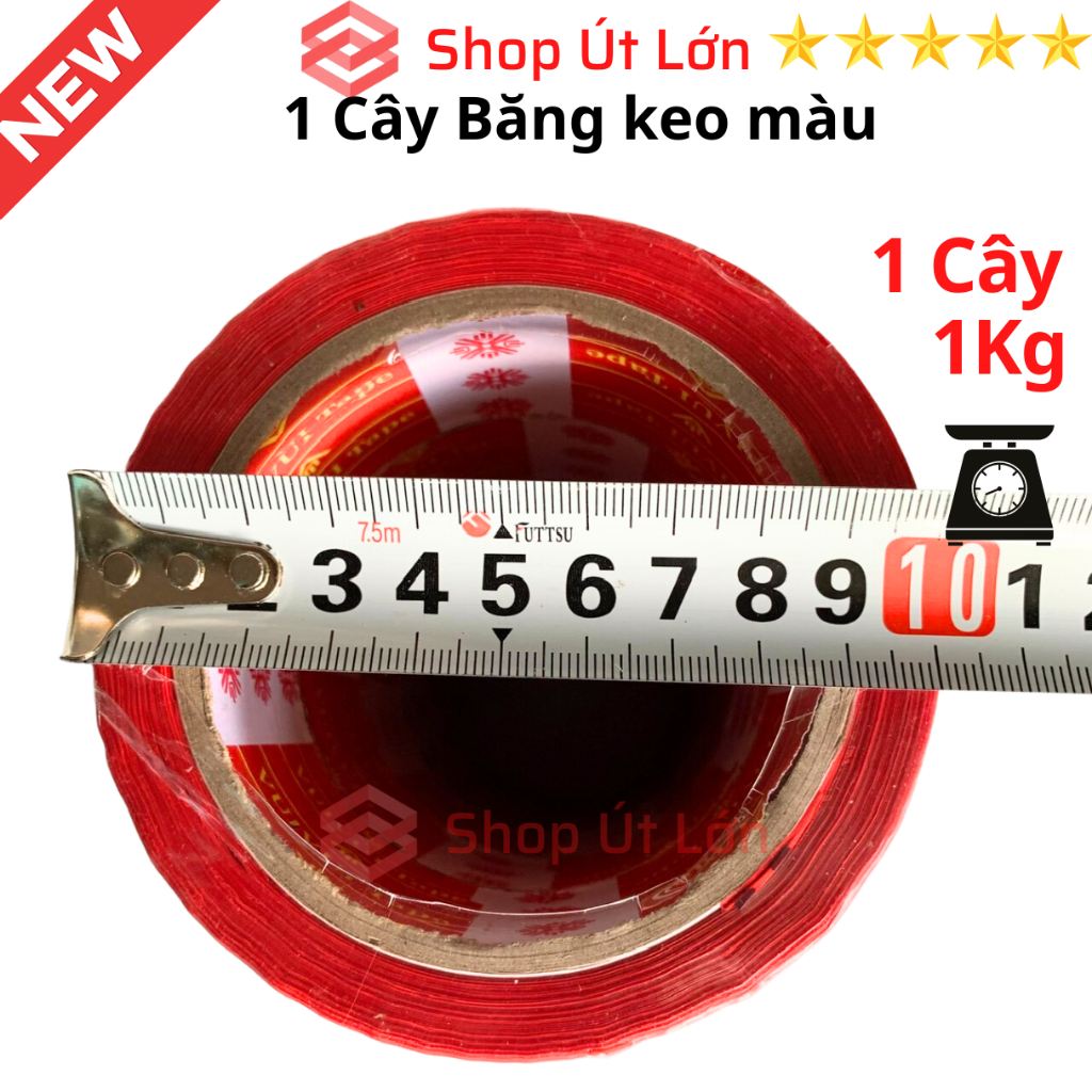 Băng keo màu OPP 100yard, nặng 1kg, độ rộng cuộn 4,7cm, lõi giấy 3mm, mỗi cây 6 cuộn