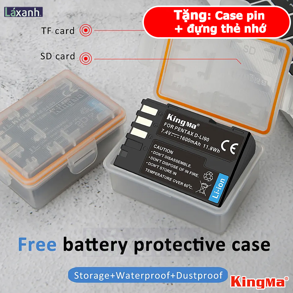 Pentax D-Li90 D-BC90 | Pin và sạc máy ảnh Pentax K1 K3 K5 K7 645D/Z K-1 K-3 K-5 K-7 645 Kingma Pentax DLi90 DBC90