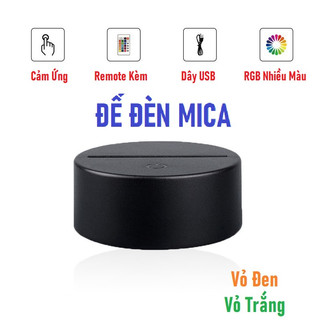 Đế đèn led 3d nhựa trắng và đen, kèm remote, 16 màu
