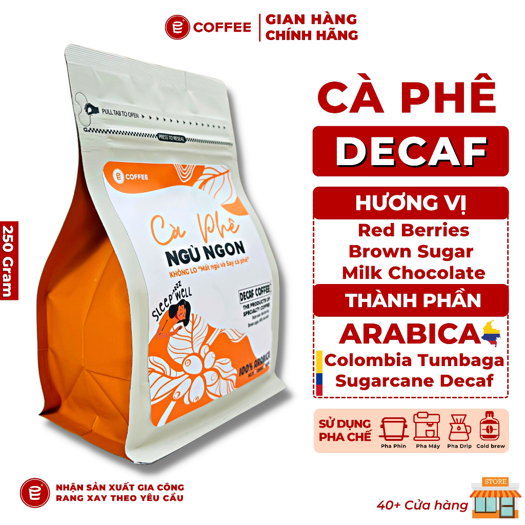 Cafe decaf cà phê ngủ ngon sử dụng hạt Arabica Đặc Sản đã tách caffein dành cho người nhạy cảm với cafeine không mất ngủ