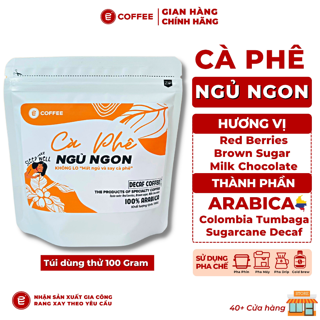 Cafe decaf cà phê ngủ ngon sử dụng hạt Arabica Đặc Sản đã tách caffein dành cho người nhạy cảm với cafeine không mất ngủ